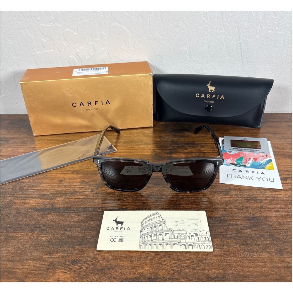 Carfia CA5354 Grey Tortoise Polarized Square Sunglasses Italian Design Unisex